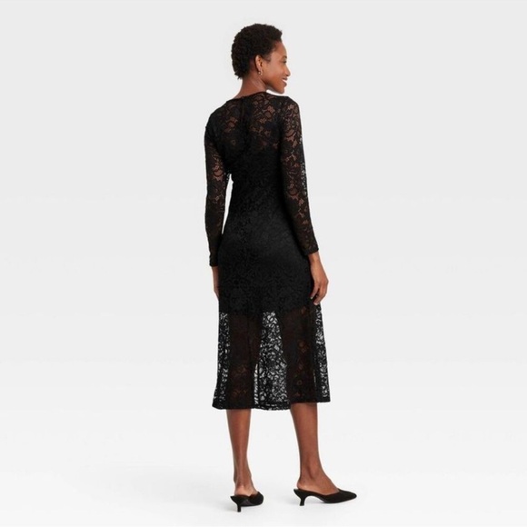 NWT a new day Black Lace Long Sleeve Dress    Size: Medium - Picture 3 of 8
